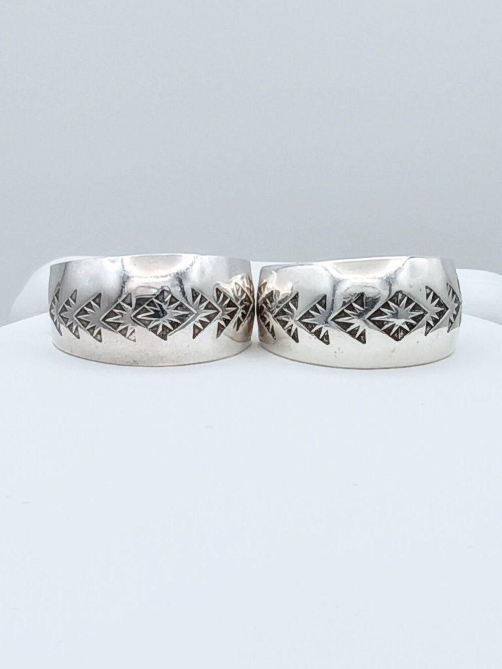 Vintage 925 Sterling Silver Native Southwestern Stamped J- Hoop Earrings